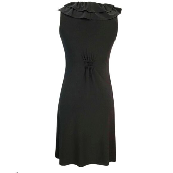 Tiana B. Ruffle V-Neck Collar Black Fit & Flare Dress Silhouette Extra Small XS - Picture 8 of 16